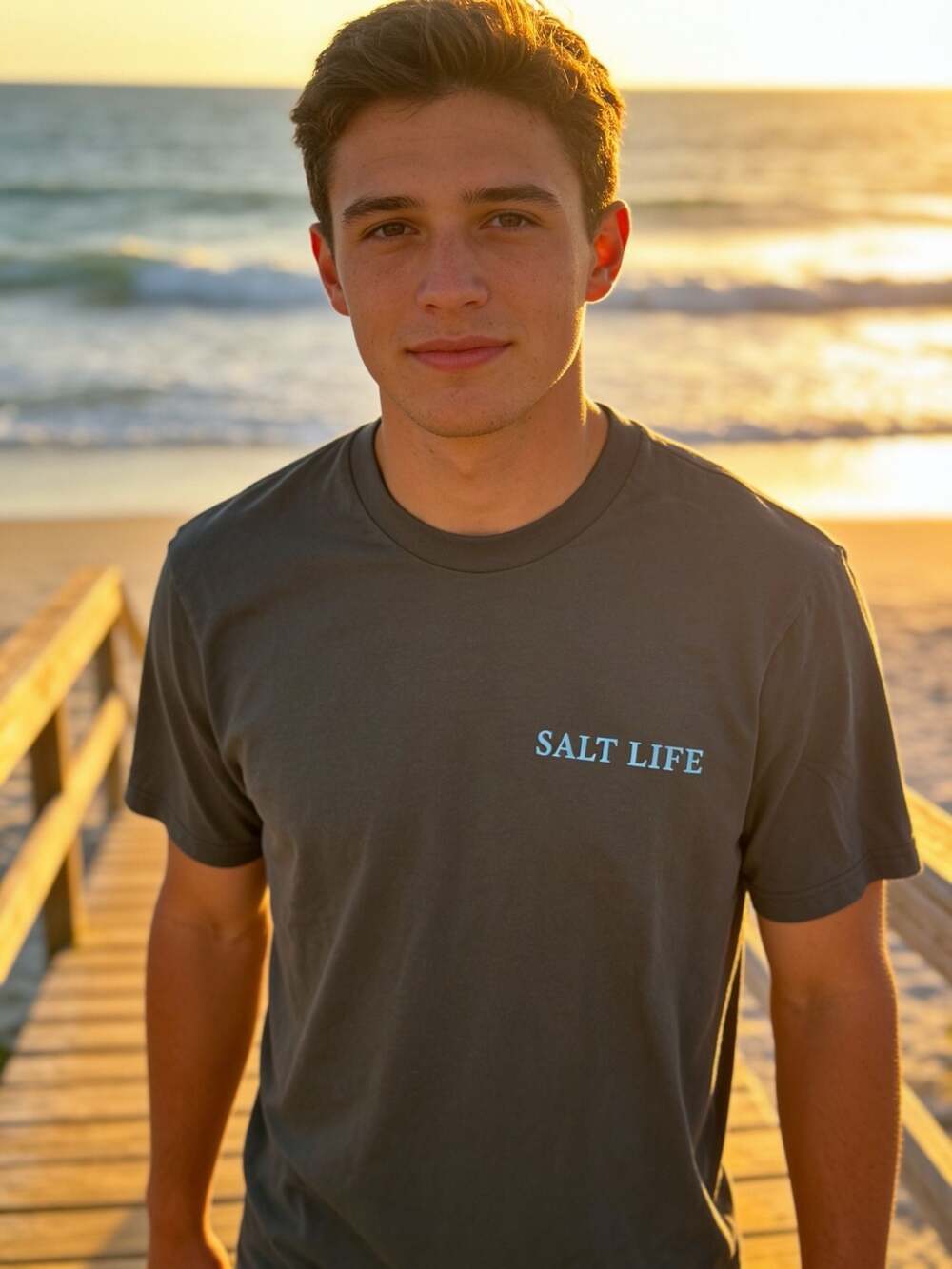 Salt Life Get Bent Marlin Fishing Graphic Short Sleeve T-Shirt Charcoal Medium